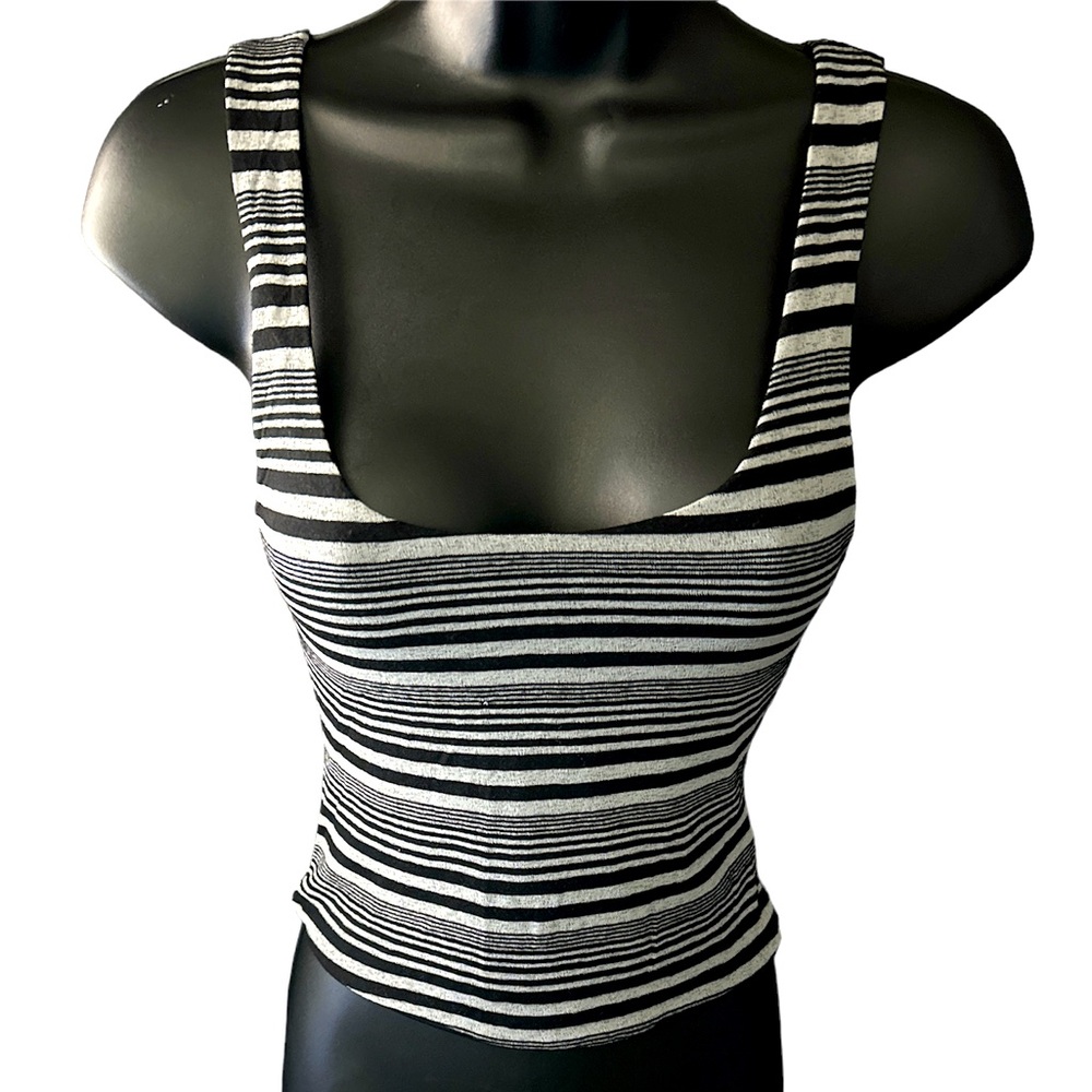 SPARKLE & FADE Striped Cropped Top with Straps in the Back NWOT